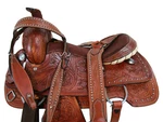 Used Western Saddle Trail Pleasure Floral Tooled Leather Tack Set 15 16 17 18. Fixed Price $299.98.