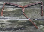 Silver Studded Basket Stamped Contoured Agentine Leather Western Breast Collar. Fixed Price $48.00.