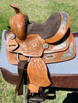 Kids 10 " Miniature Western Leather Brown Horse Show Saddle With Silver Accents. Fixed Price $341.05.