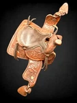 Vintage Miniature Western Saddle Salesman Sample Tooled Leather Cowboy. Fixed Price $60.00.