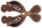 Showman Youth Size Basket Weave Tooled Medium Leather Spur Straps. Fixed Price $27.95.