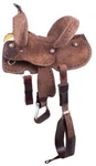 Double Pony Chocolate Roughout Barrel Saddle With Buckstitch Trim Size 12",13". Fixed Price $385.00.