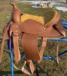 12" Tan Leather Youth Pony Western Saddle W/maize Suede Seat Us Made. Fixed Price $169.00.