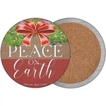 Peace On Earth Bow Wreath Novelty Circle Coaster Set Of 4. Fixed Price $21.95.