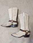 Frye Beige Suede Billy Braided Harness Strap Leather Western Boots 8B 76005. Fixed Price $100.00.