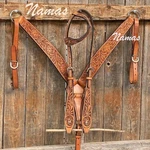 Western Saddle One Ear Headstall Breast Collar For Horse Tack Hand Tooled. Fixed Price $90.25.