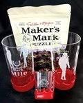 2 Makers Mark Mile Keeneland Horse Racing Tall Glasses, 1 Shot & Puzzle. Fixed Price $24.99.