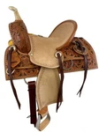 12" Double Hard Seat Roping Style Horse Saddle With Floral Tooling. Fixed Price $272.00.