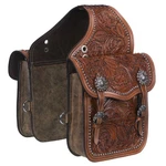 81JT Tough Leather Floral Oak Leaf Tooled Horse Saddle Bag Medium Oil. Fixed Price $129.99.