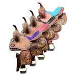 Youth Single Skirt Western Barrel Saddle With Floral And Basket Weave Tooling. Fixed Price $269.99.