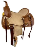 12" Double Hard Seat Roping Style Horse Saddle With Diamond Tooling. Fixed Price $290.00.