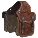 TOUGH-1 Leather Floral And Oak Leaf Tooled Saddle Bag Brown One Size. Fixed Price $203.50.