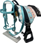 Miniature Horse / Sm Pony Bareback Saddle Pad Set - Pink & Turq Bitls Bridle. Fixed Price $74.99.