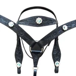 Western Horse Headstall Breast Collar Set American Leather Black Hilason. Fixed Price $124.95.