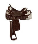 Show Saddle 16"FULLY Tooled Dark Oil Leather Engraved Silver & Texas Star Fqhb. Fixed Price $504.95.