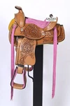 Western Horse Saddle Kids Pony Floral Tooled Size- 8 In, 10 & 12. Fixed Price $180.00.