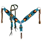 Showman Pony Turquoise, Orange & Yellow Corded Headstall Breast Collar Set. Fixed Price $66.95.