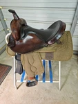 Used 15" Brown Color Big Horn Synthetic Trail Saddle With Leather Seat #192. Fixed Price $349.99.