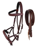 Horse Western Tan Leather Padded Bitless Training Sidepull Bridle Reins. Fixed Price $61.99.