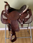 14" Circle Y Loaded Silver Equitation Show Saddle High End Hand Tooled Nice Cond. Fixed Price $775.00.