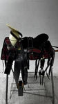 Charro Pony Saddle Black Leather W/ Red Embroidery (12.5 ) El Potrillo Rojo. Fixed Price $649.99.