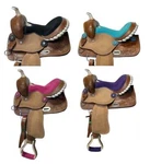 Western Mini Pony Show Barrel Saddle 10" 12"- Teal/tur Black Pink Red Suede Seat. Fixed Price $269.80.
