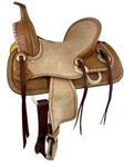 12" Double Hard Seat Roping Style Horse Saddle With Micro Floral Tooling. Fixed Price $265.00.