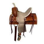 Double Square Skirted Hard Seat Roping Style Saddle With Floral Tooling 12. Fixed Price $265.00.