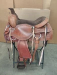 Western Trail Saddle Horse Pleasure Tooled Leather Basket Used Tack Set 16. Fixed Price $299.99.