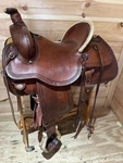 16 Circle Y All-around Ranch Roper Western Saddle Model 1124. Fixed Price $1495.00.