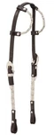 Western Silver Ferrule Show Headstall - Bridle Double Ear Dark Oil Leather. Fixed Price $76.40.