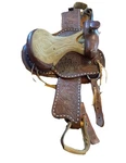 Vintage 13" Western Youth Horse Saddle Gorgeous Brown Leather Showman. Fixed Price $261.25.