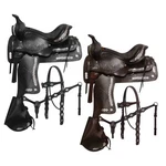 Parade Saddle Set Floral Tooling Top Grain Seat Black Brown 16" 17" New. Fixed Price $415.00.