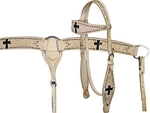 Showman Tooled Leather Headstall & Breast Collar Set W/cut Out Crosses Cowhide. Fixed Price $100.95.
