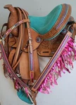 10" 12" Teal Trail Barrel Pleasure Saddle Lacing Tooled Option Hsbp Pony/full. Fixed Price $272.00.