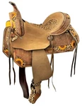 Barrel Saddle Cheetah Hard Seat Stirrups Painted Sunflowers Fqhb. Fixed Price $374.95.