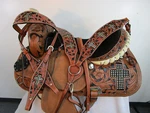 Western Trail Saddle Barrel Racing Horse Used Leather Cross Rhinestone 15 16 17. Fixed Price $299.99.