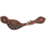 Silver Royal Ranahan Spur Straps - Turquoise Buckstitching. Fixed Price $30.69.
