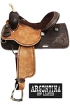 Showman Argentina Cow Leather Barrel Style Horse Saddle 15", 16". Fixed Price $615.00.