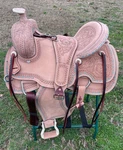 Adult Western Ranch Saddle 14-17 Floral Tooled Leather Full Qh Bars Free Girth. Fixed Price $569.99.
