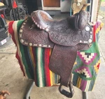 Circle "y" Show Saddle "EQUITATION"54 Alpaca Silver Conchos-western Vintage Used. Fixed Price $977.77.