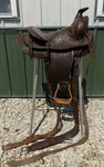 Big Horn Floral Tooled Saddle, 14" Padded Seat P483, Ranch Farm Decor. Fixed Price $399.00.