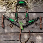 Western Saddle Horse Bling! Green Leather Tack Set Bridle+breast Collar. Fixed Price $123.50.