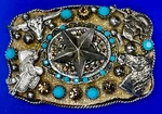Longhorn Horse Saddle Star Rodeo Rhinestone -everything Western Huge Belt Buckle. Fixed Price $73.79.