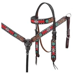 C--set Hilason Western Horse Headstall Breast Collar Spur Strap Leather Floral. Fixed Price $119.95.