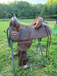 Circle Y Bob Marshall Treeless Barrel Saddle. Fixed Price $900.00.
