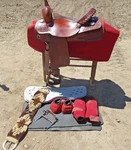 Tex Tan Western Saddle. 16 " Tooled With Silver Conchos And Other Tack Included. Fixed Price $475.00.