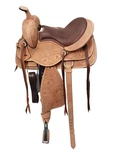 Natural Leather Western Barrel Brown Soft Seat Horse Saddle With Tack Set.. Fixed Price $386.39.