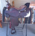 15'' Qh Bars Simco #5546 Western Show Saddle 27.4LBS. Fixed Price $400.00.