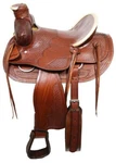 Wade Style Ranch Saddle With White Rawhide On Cantle And Horn 16" New. Fixed Price $425.00.